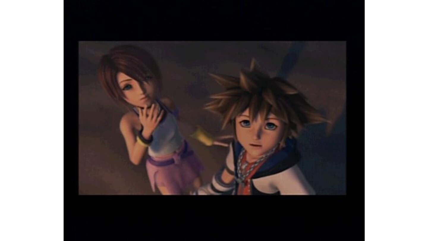 Sora and Kairi from the opening FMV. Aside from intro and outro, all other movies are using ingame graphic.