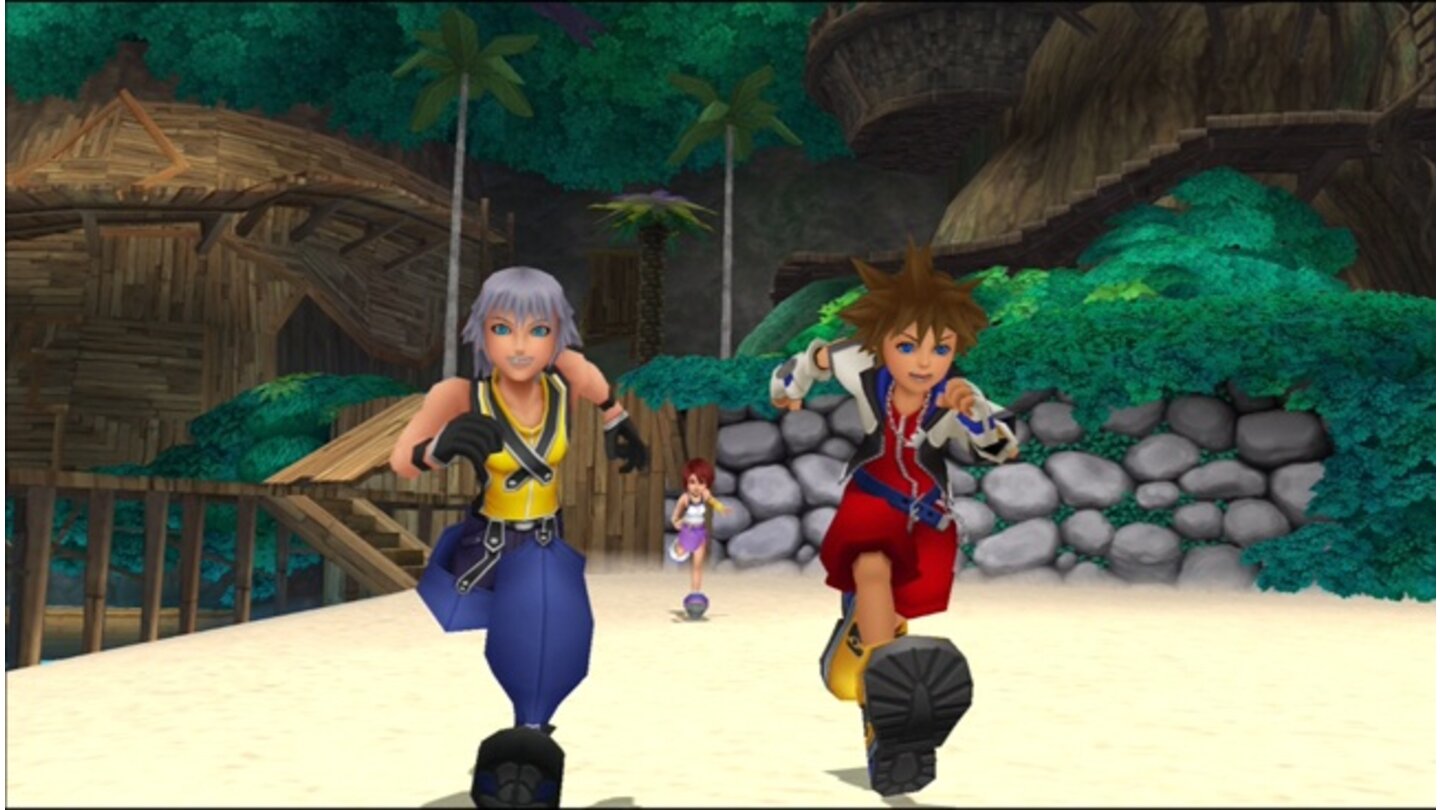 Kingdom Hearts HD 1.5 ReMIXZu Beginn lernen wir auf einer Insel die Grundfunktionen des Spiels.