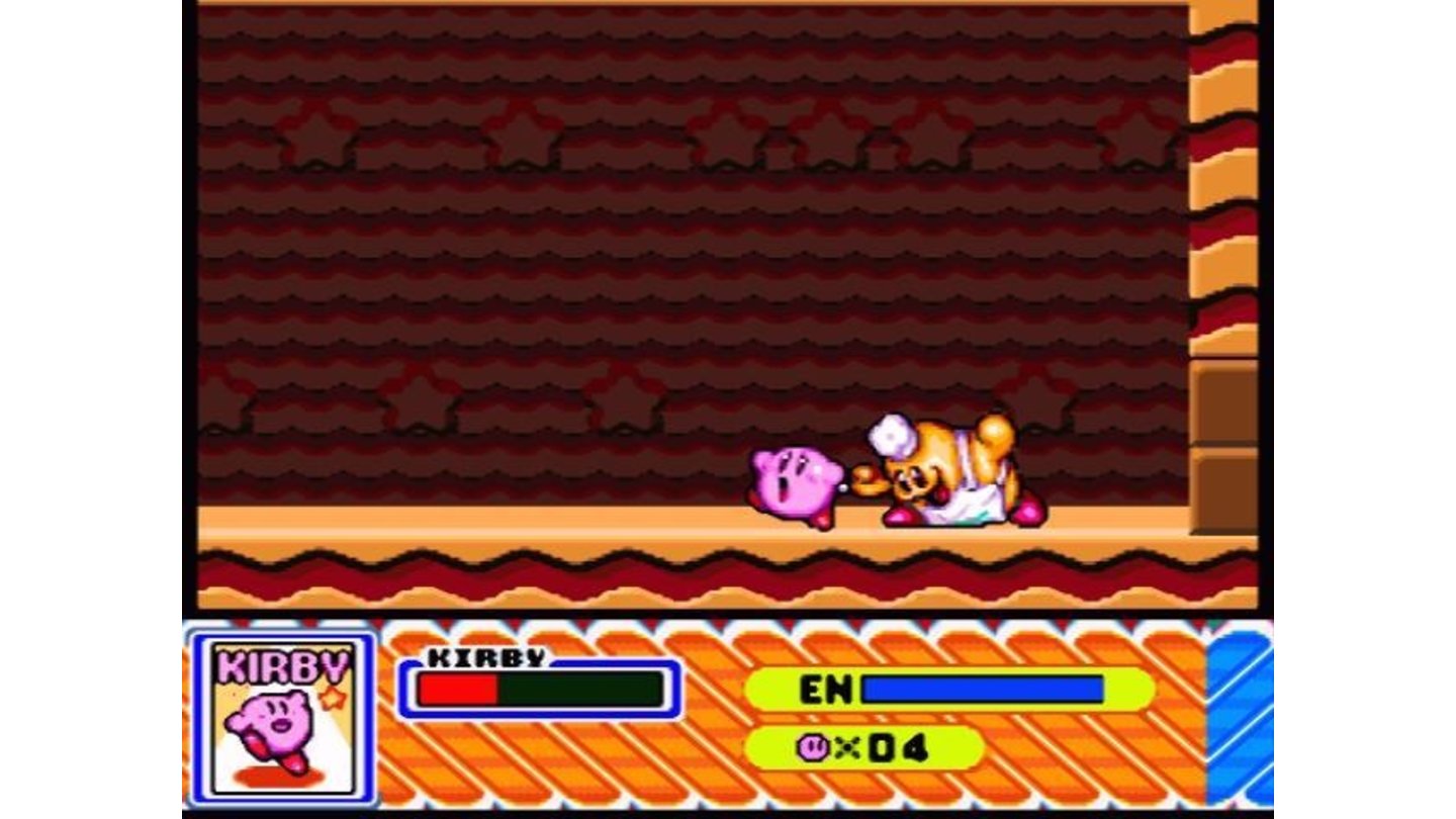 This boss is quite nasty: if he inhales Kirby, the game is over