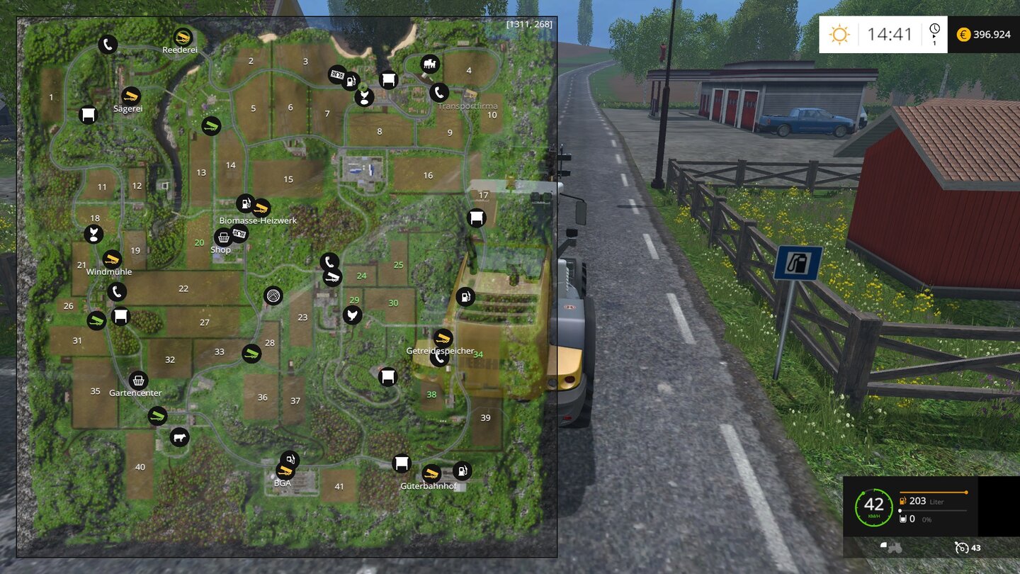 Landwirtschafts-Simulator 15Die Minimap lässt sich nun zu jeder Zeit vergrößern und verbessert so grade bei Nebenaufträgen die Übersicht.