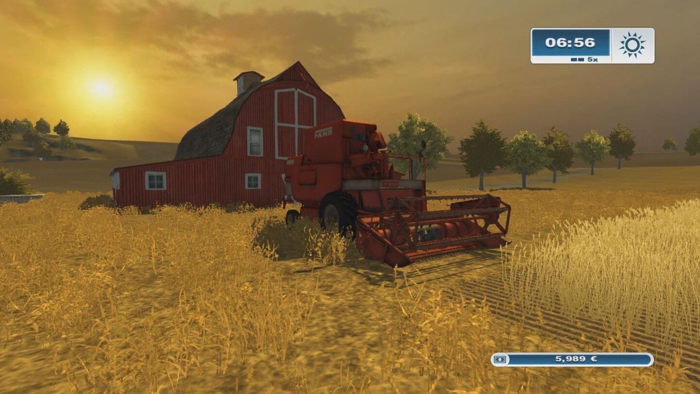 Landwirtschafts-Simulator 2013 - Screenshots aus der KonsolenversionAuch in der amerikanischen Gemeinde Westbridge Hills fahren wir mit deutschen Landwirtschaftsfahrzeugen über die Felder.
