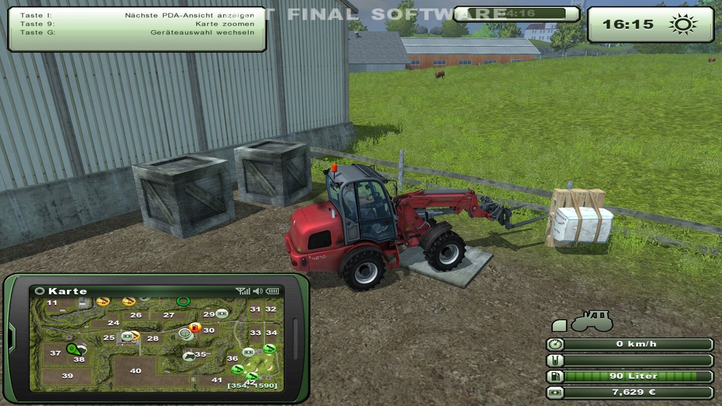 Landwirtschafts-Simulator 2013Die Steuerung der Frontlader verlangt viel Übung.