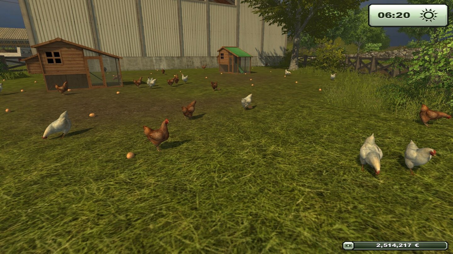 Landwirtschafts-Simulator 2013Unsere Hühner waren fleißig, wir beim Eiersammeln eher nicht.