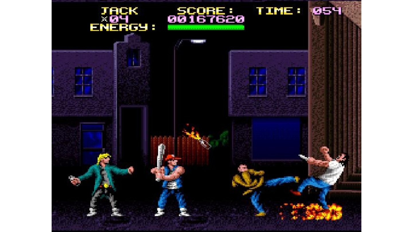 This screenshot makes it look like Jack's got cool Street-Fighter-esque flaming kicks, but no, it's just some jerk tossing molotov cocktails at you