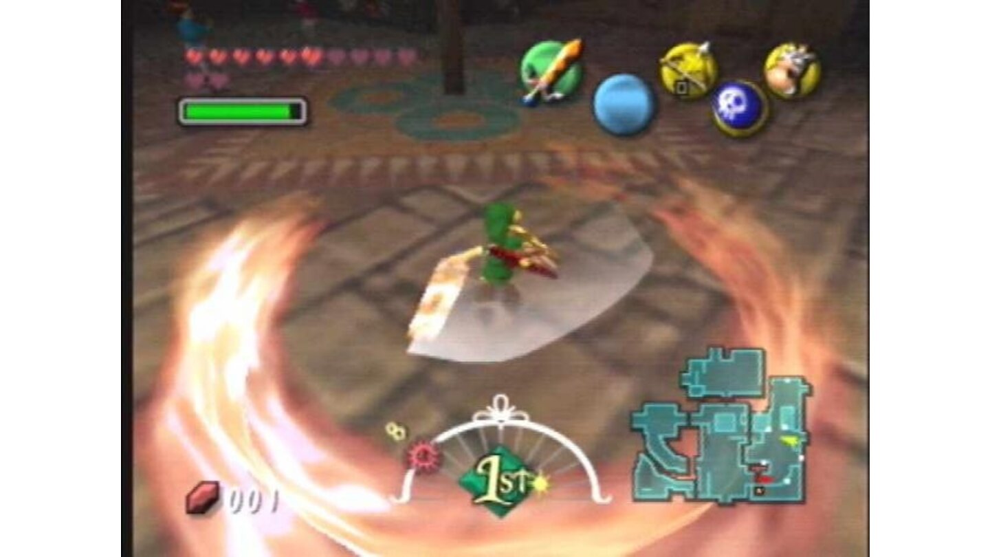 Link performs a devastating fiery whirl!
