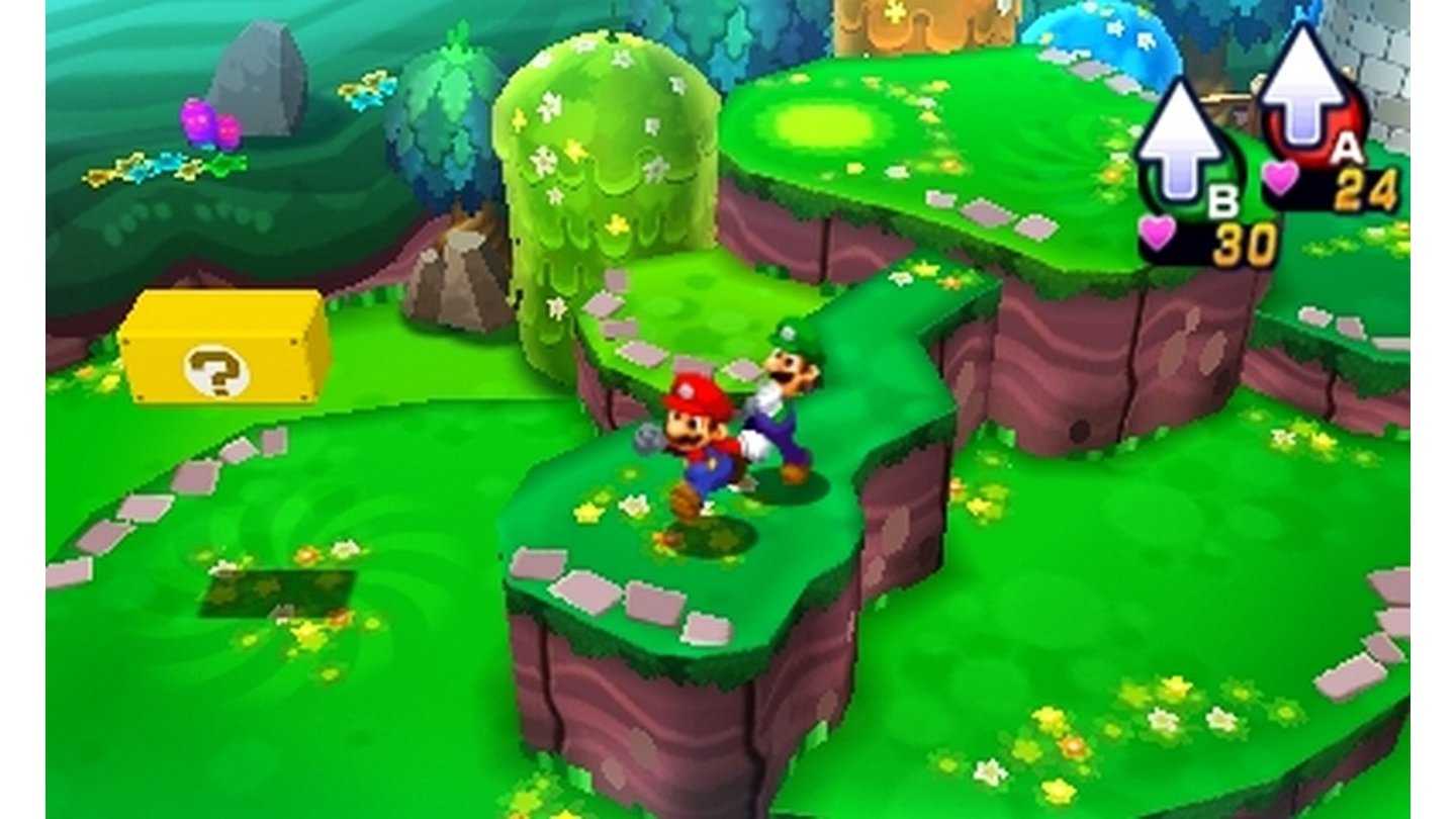 Mario & Luigi: Dream Team Bros.Die Umgebungen sind sehr farbenfroh und abwechslungsreich geraten, wirken oft aber auch austauschbar.
