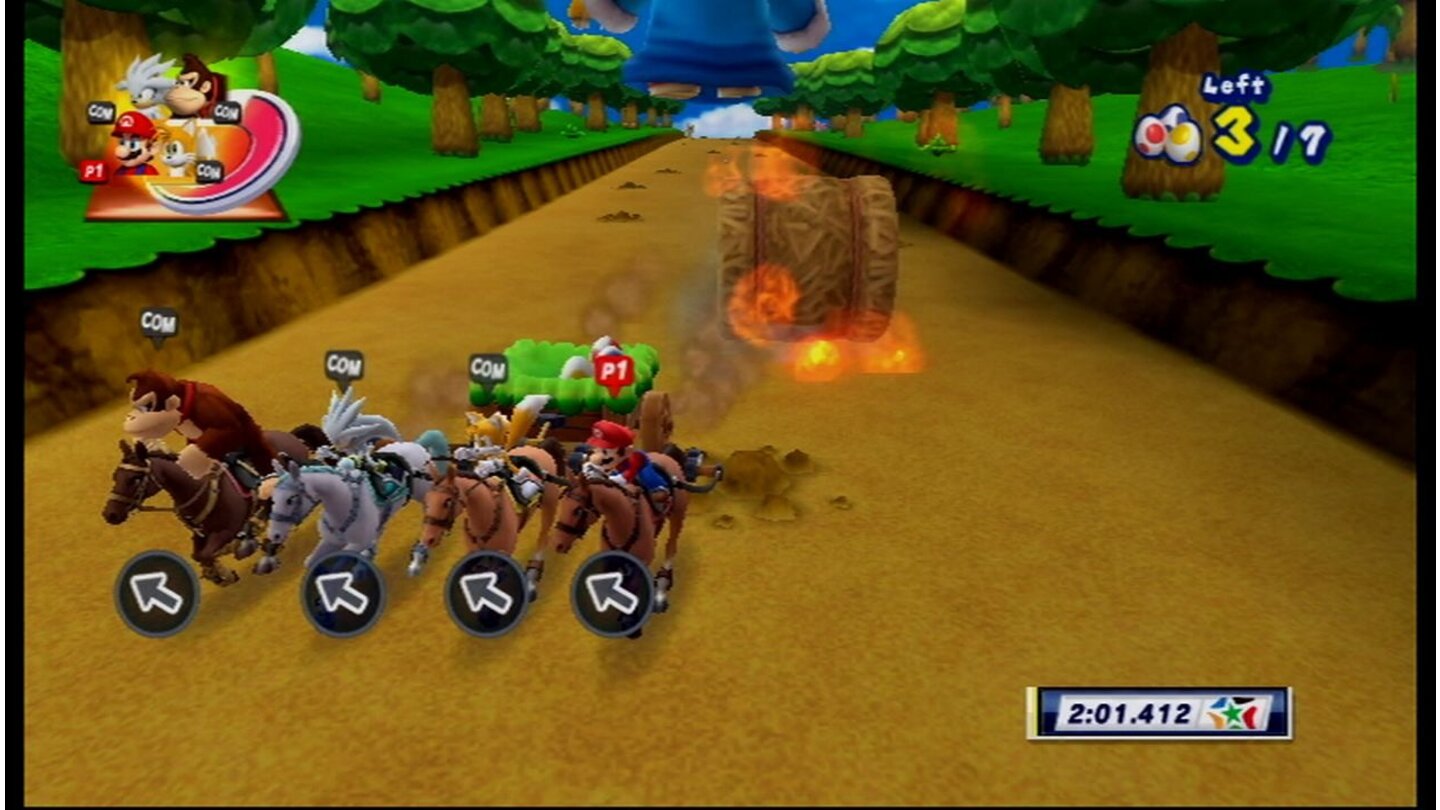 Mario & Sonic bei den Olympischen Spielen 2012Beim Traum-Reiten retten wir Yoshi-Eier und weichen brennenden Heuballen aus.