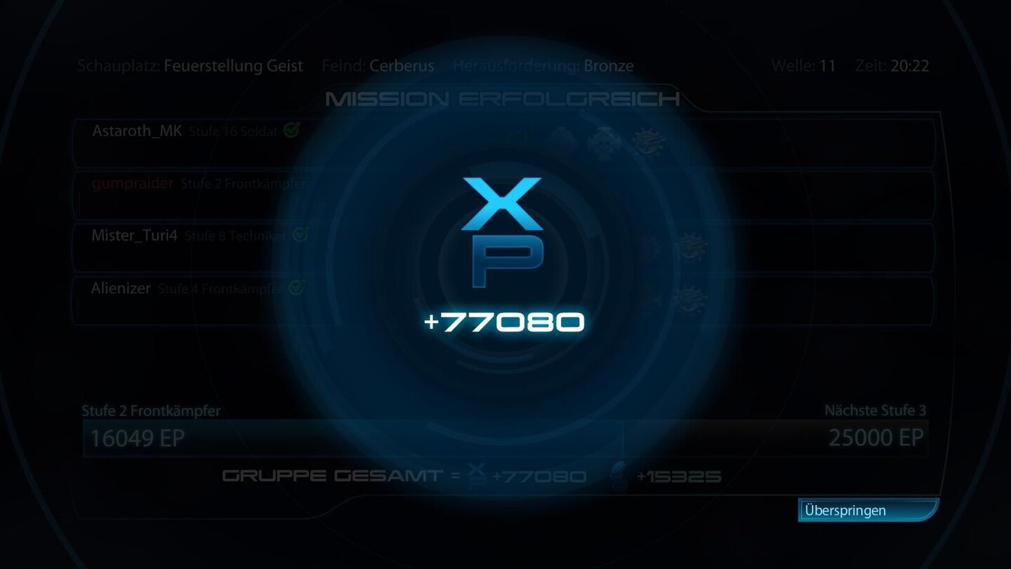Mass Effect 3 - Multiplayer-Demo ... am Ende bekommen wir Erfahrungspunkte …