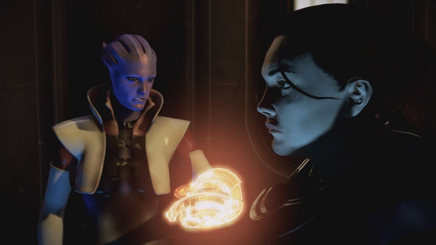 Mass Effect 3: OmegaAria (links) ist die rechtmäßige Verwalterin der Raumstation Omega und will sie zurück.