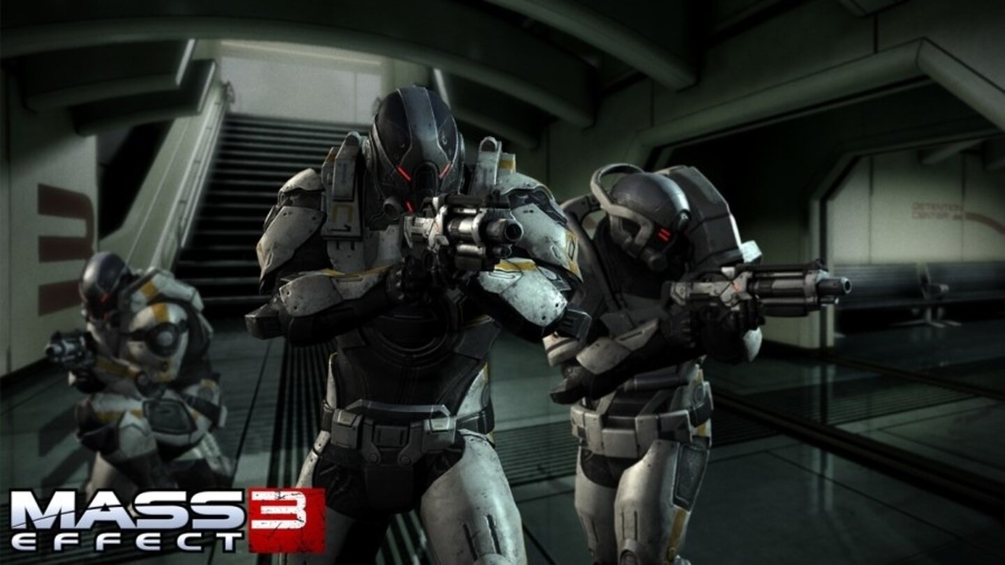 Mass Effect 3Die Gegner schützen sich durch eine dicke Rüstung.