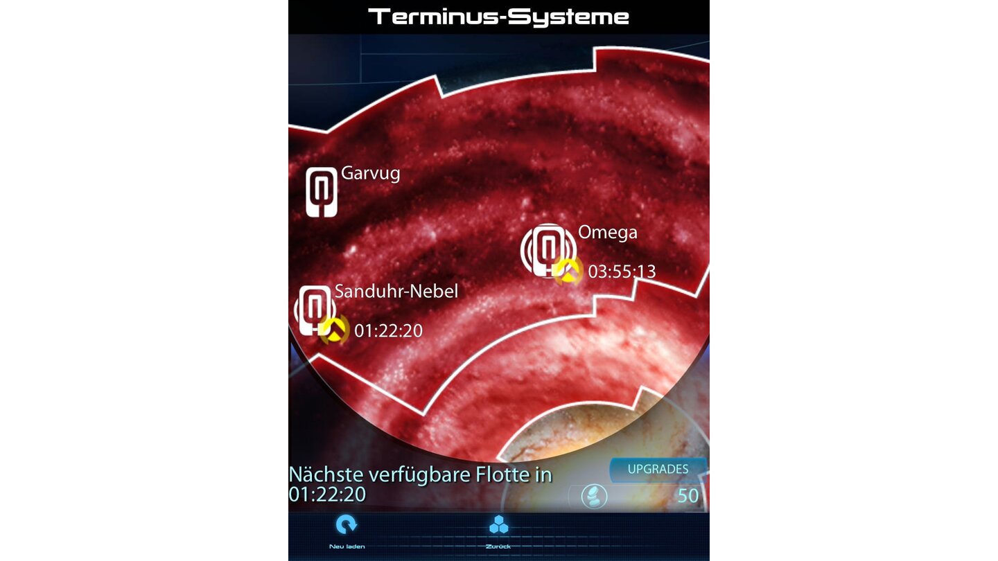 Mass Effect: Datapad In der Sektorenvergrößerung schicken wir die Einsatztruppen auf die Reise, eine Mission dauert meist mehrere Stunden.
