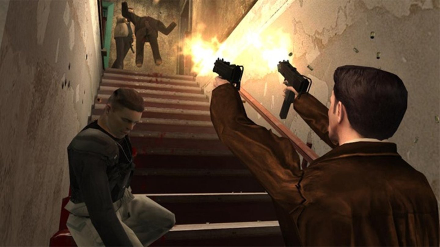 Max Payne 2: The Fall of Max Payne (2003) In Max Payne 2: The Fall of Max Payne, das 2003 für den PC, die Playstation 2 und die Xbox auf den Markt kommt, steuert der Spieler wieder den gleichnamigen Ermittler, der eine Mordserie aufklären soll und dabei in eine Verschwörung hineingezogen wird, durch die er alles verliert. Die Bullet Time und die Zwischensequenzen sind noch immer die Kernelemente des Spiels, während ein neuer automatischer Schwierigkeitsgrad die Gegner-KI an das Können des Spielers anpasst.