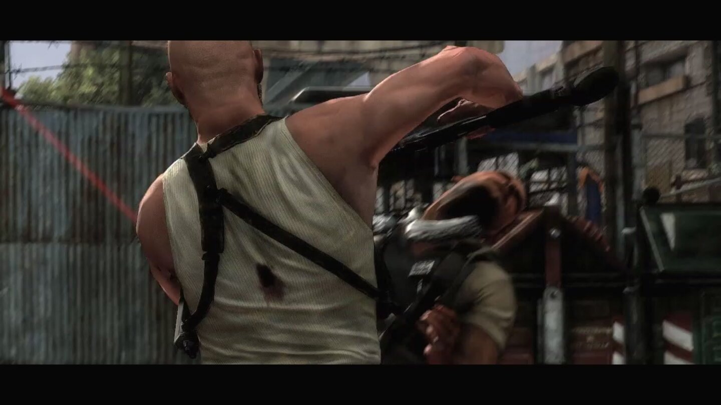 Max Payne 3Max kann Gegner auch im Nahkampf angreifen. Dazu nutzt er seinen Gewehrkolben.