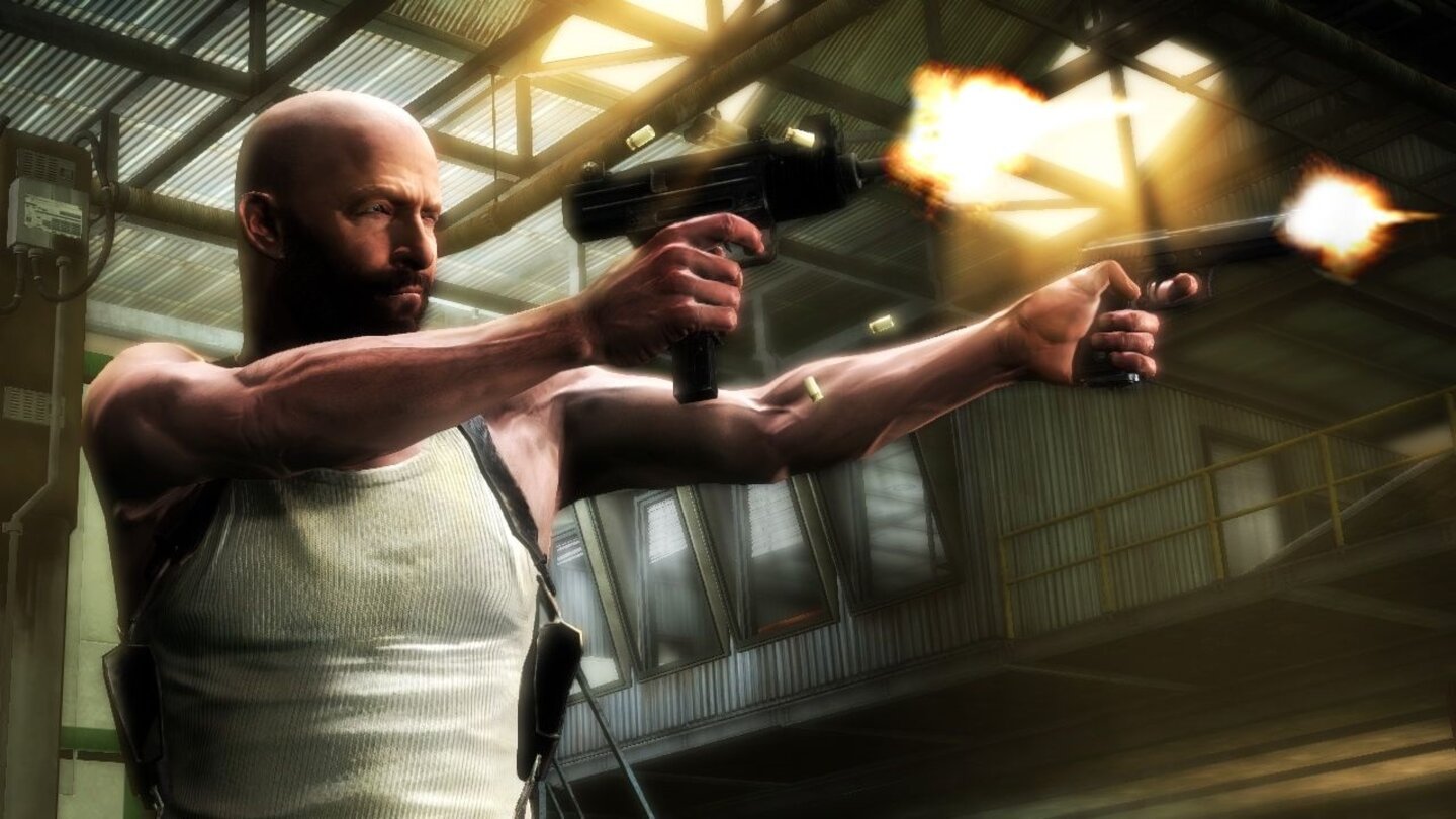 Max Payne 3Genau wie in Max Payne 2 dürfen wir auch mit zwei Waffen auf einmal ballern.