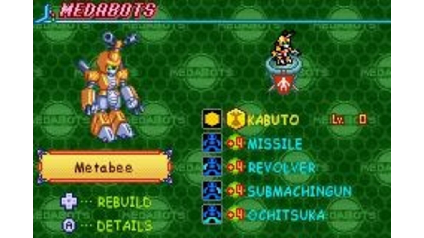 Your MedaBot information includes data on the various parts that are attached to it