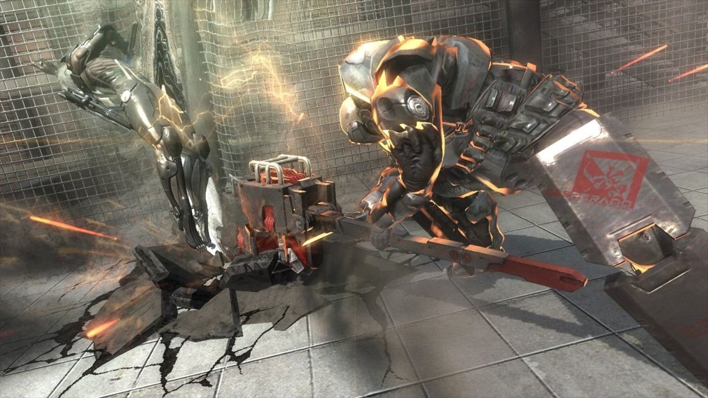 Metal Gear Rising: RevengeanceHammerhart: Raiden kassiert einen schweren Treffer.