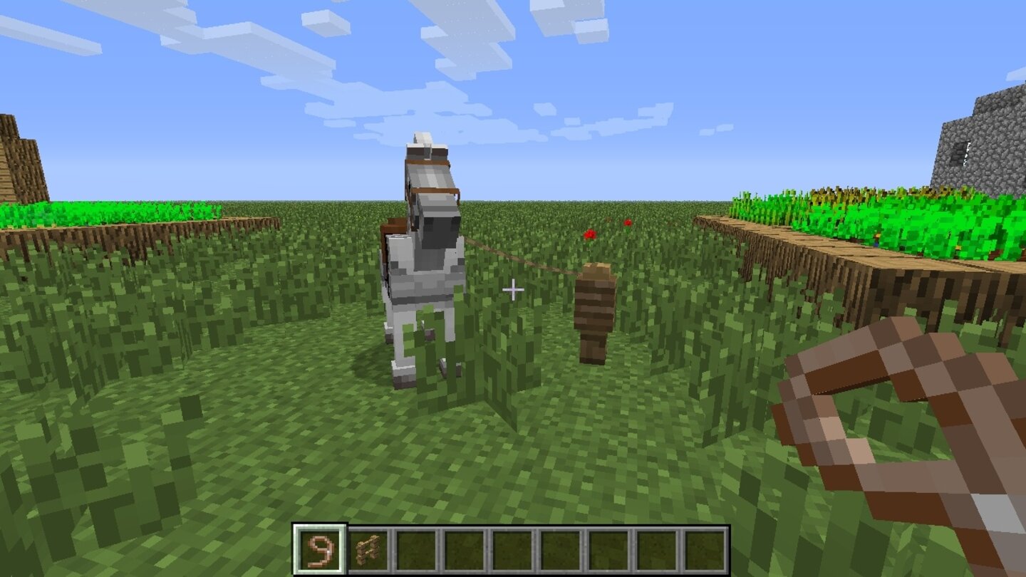 Minecraft - 1.6Wohl nicht ganz so treu: Leinen wir unser Pferdchen mal nicht an, wandert es ganz gerne quer durch die Ländereien.