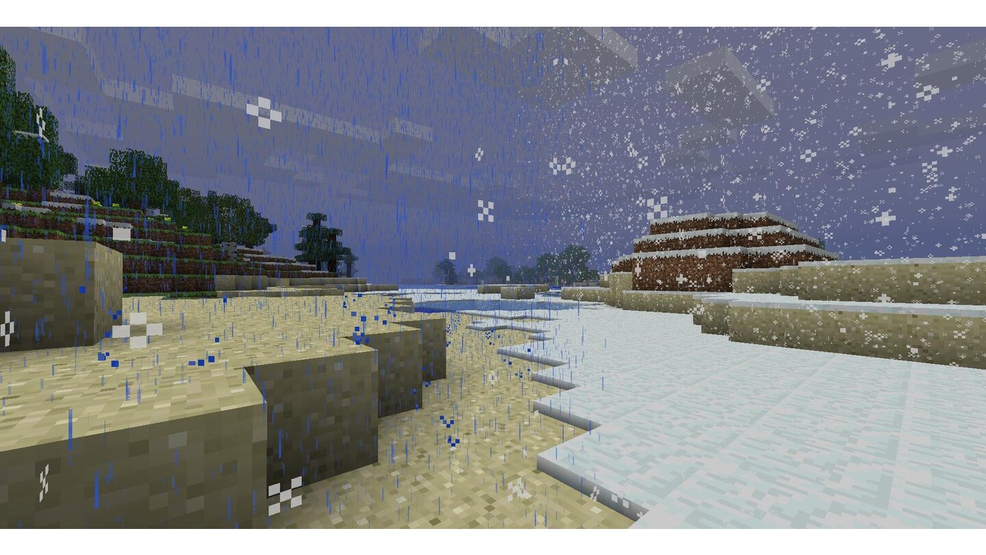 MinecraftDas erste Bild aus der Beta-Version 1.5, die unter anderem Regen und Schnee bringt.
