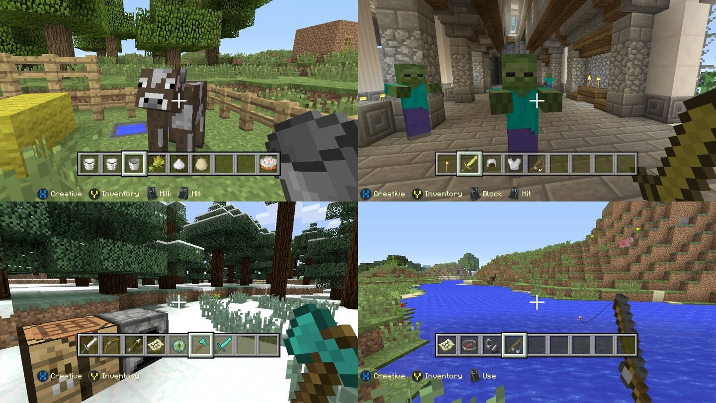 MinecraftDer Vierer-Splitscreen ermöglicht Minecraft im klassischen Couch-Koop.