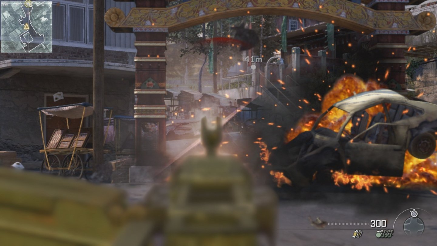 Modern Warfare 3 - Content-Pack 1In der Mission Der Unterhändler gibt es ein stationäres Geschütz mit dem wir die Umgebung zum explodieren bringen.