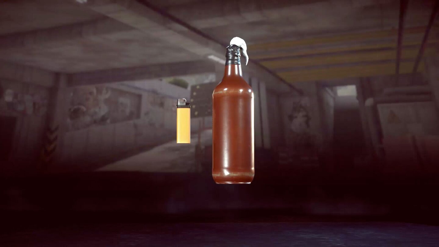 Eine Glasflasche mit einer entzündlichen Flüssigkeit (wie Benzin), die als improvisierte Brandwaffe genutzt werden kann. Soll den Gegner nicht sofort ausschalten, sondern ihm in erster Linie den Weg abschneiden.