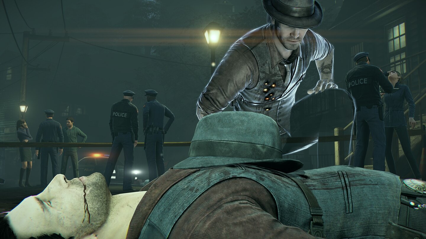 Murdered: Soul SuspectO'Connor begutachtet seine eigene Leiche.
