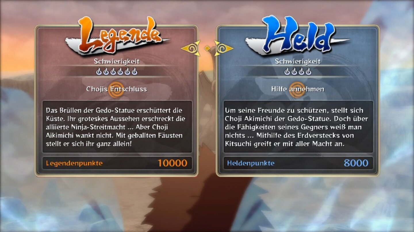 Naruto Shippuden: Ultimate Ninja Storm 3An manchen Stellen entscheiden wir, wie der Verlauf der Szene weitergehen soll, Einfluss auf den Schwierigkeitsgrad inklusive.