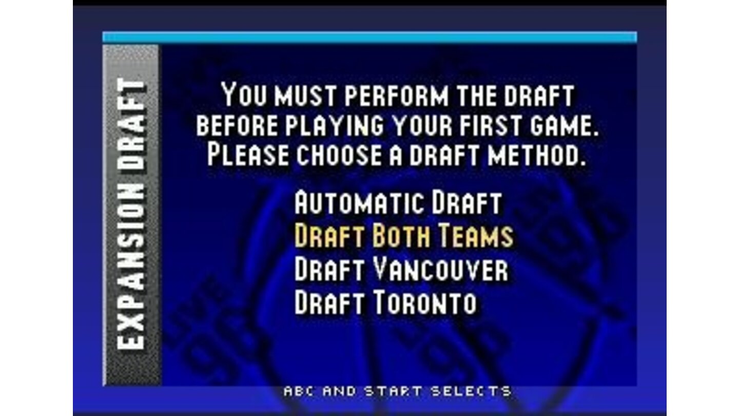 Draft. There are two new teams - Raptors and Grizzleys.