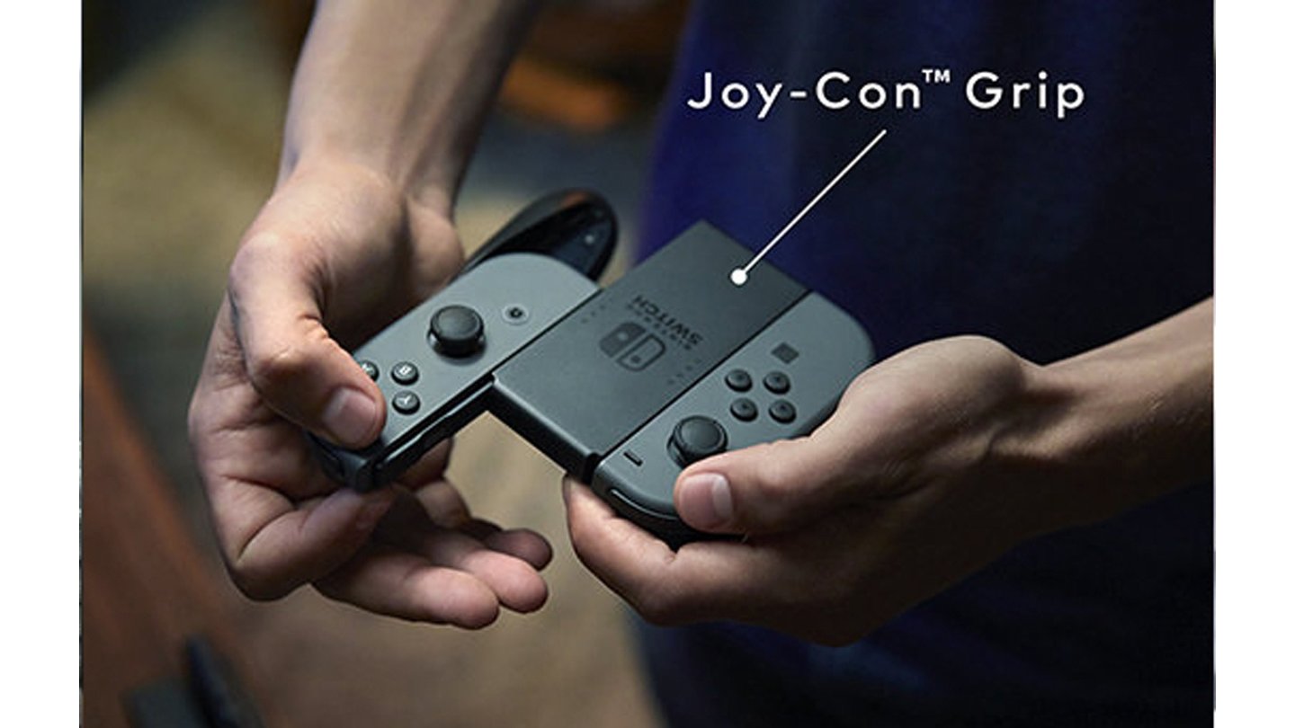 Nintendo Switch (Nintento NX)Der Joy-Con-Grip dient in Verbindung mit den beiden Joy-Cons als vollwertiger Controller.