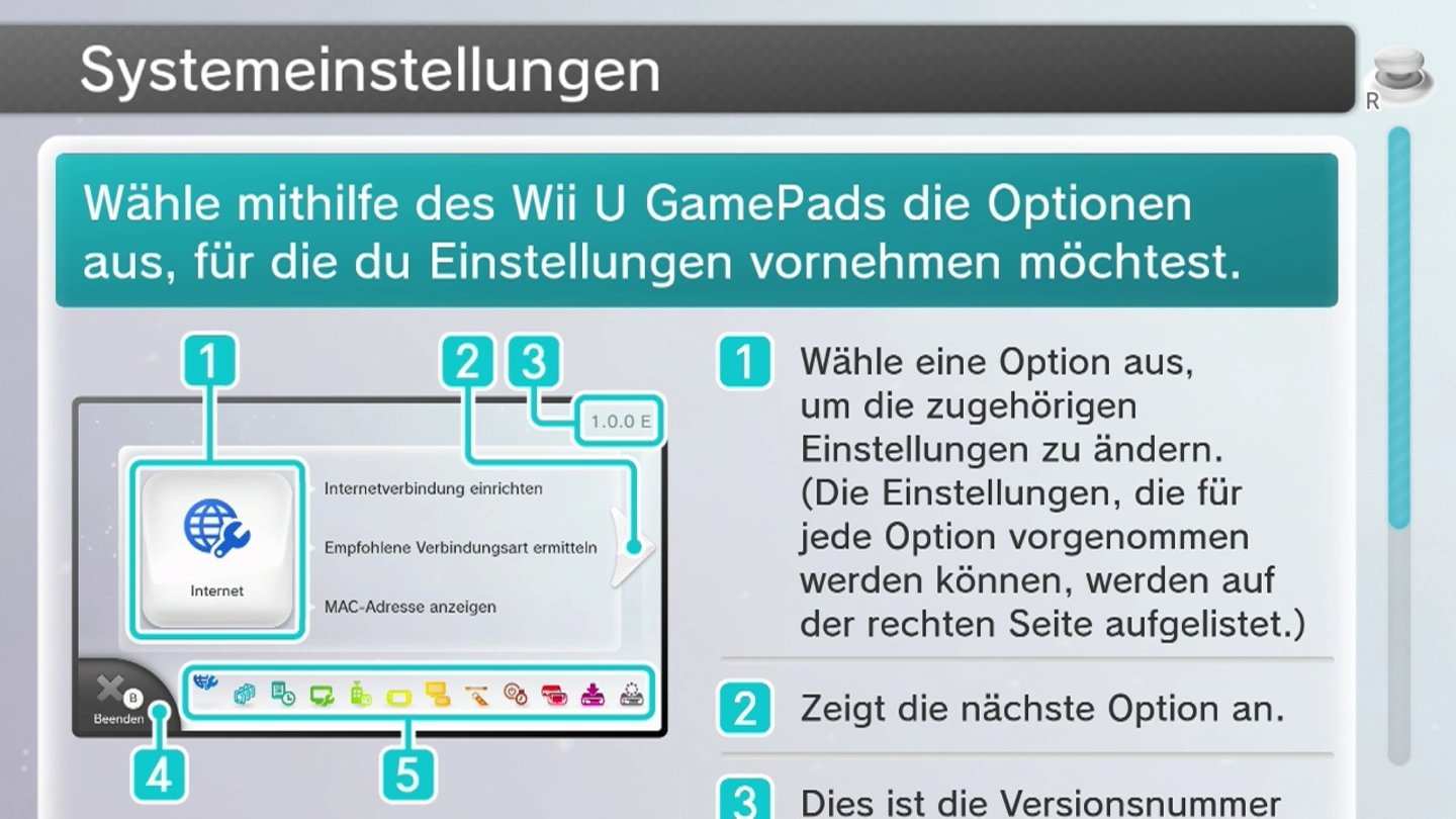 Bei den Systemeinstellungen bietet die Wii U eine ausführliche Hilfefunktionen zu allen Einstellungen.