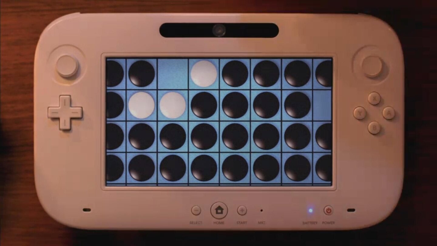 Nintendo Wii UBei abgeschalteter Konsole können auch simple Brettspiele auf dem Controller gespielt werden.