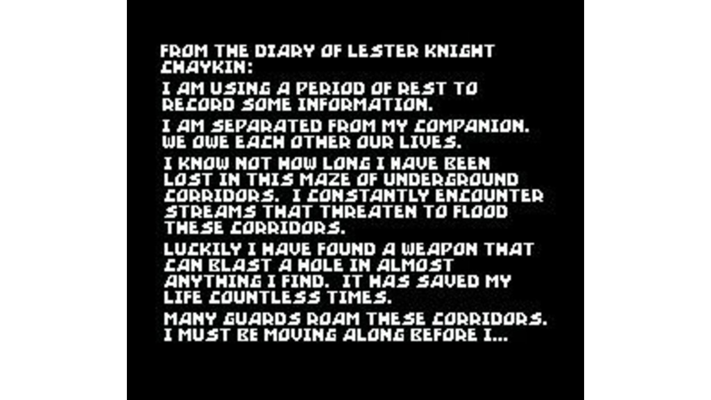 Lester's diary. Added for SNES and Genesis versions. I think it looks better in SNES version (see my screenshot of it),