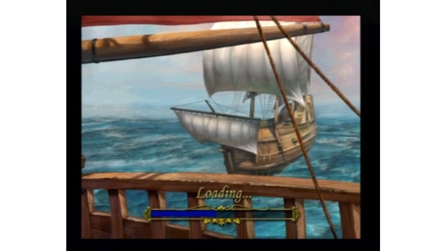 Loading screens vary, but they always depicts what's coming next, weather you're about to go sailing, ship combat, fencing, etc..