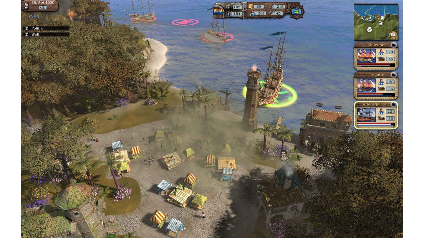 Port Royale 3Kein Witz: Die Staubwolke in der Bildmitte soll tatsächlich zwei kämpfende Armeen darstellen.