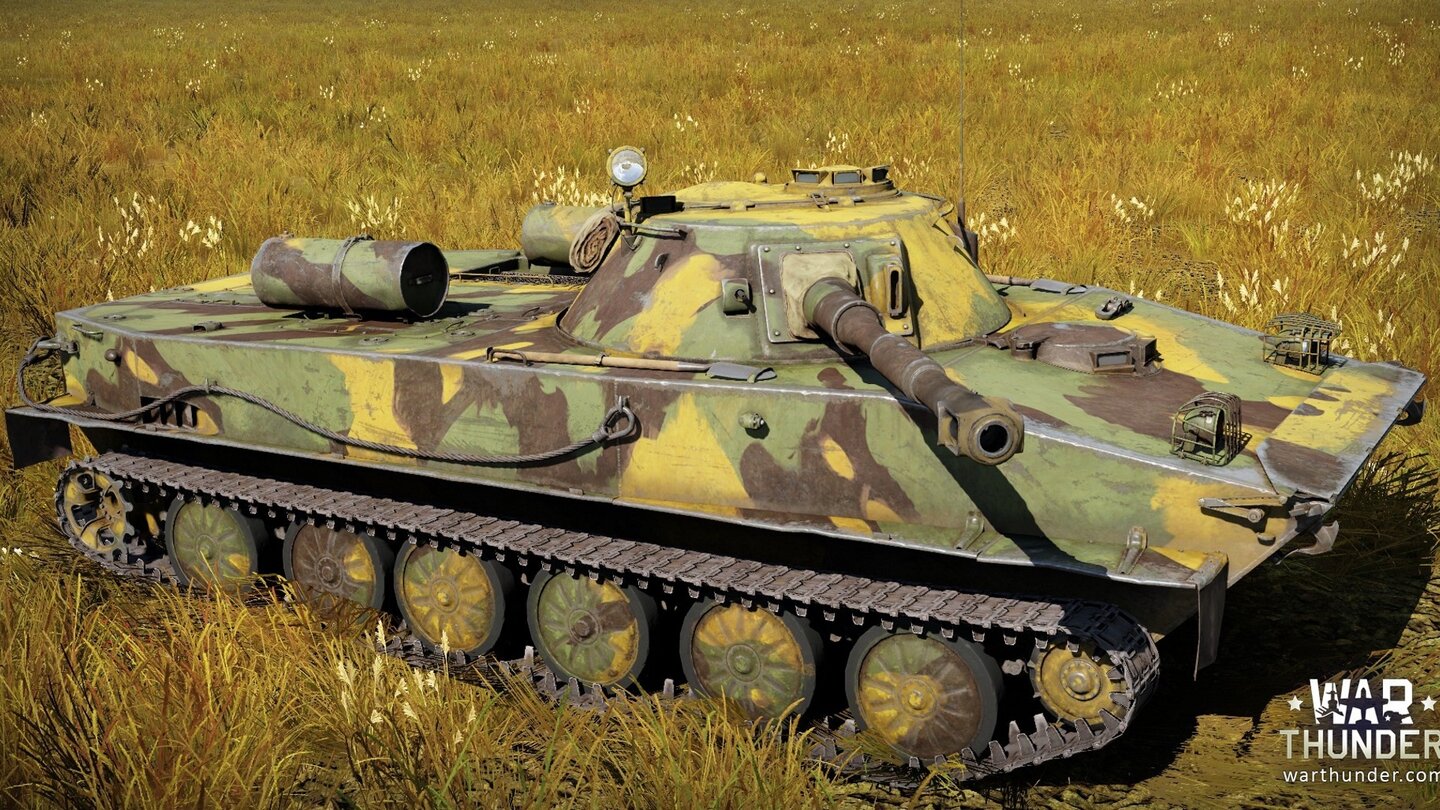 War ThunderPT-76: Der PT-76 ist ein sowjetischer Amphibienpanzer der Nachkriegszeit. Seine leichte Panzerung und mäßige Mobilität macht er mit einem guten Hauptgeschütz wett.