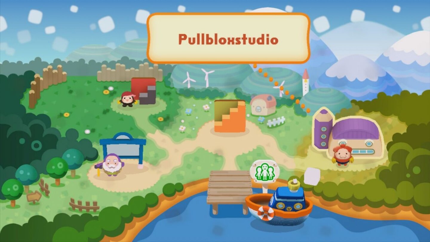 Pullblox WorldNeben dem Hauptspiel gibt es in Pullblox World auch Nebenbeschäftigungen wie den Übungsplatz, den Leveleditor oder den Tausch-Hub.
