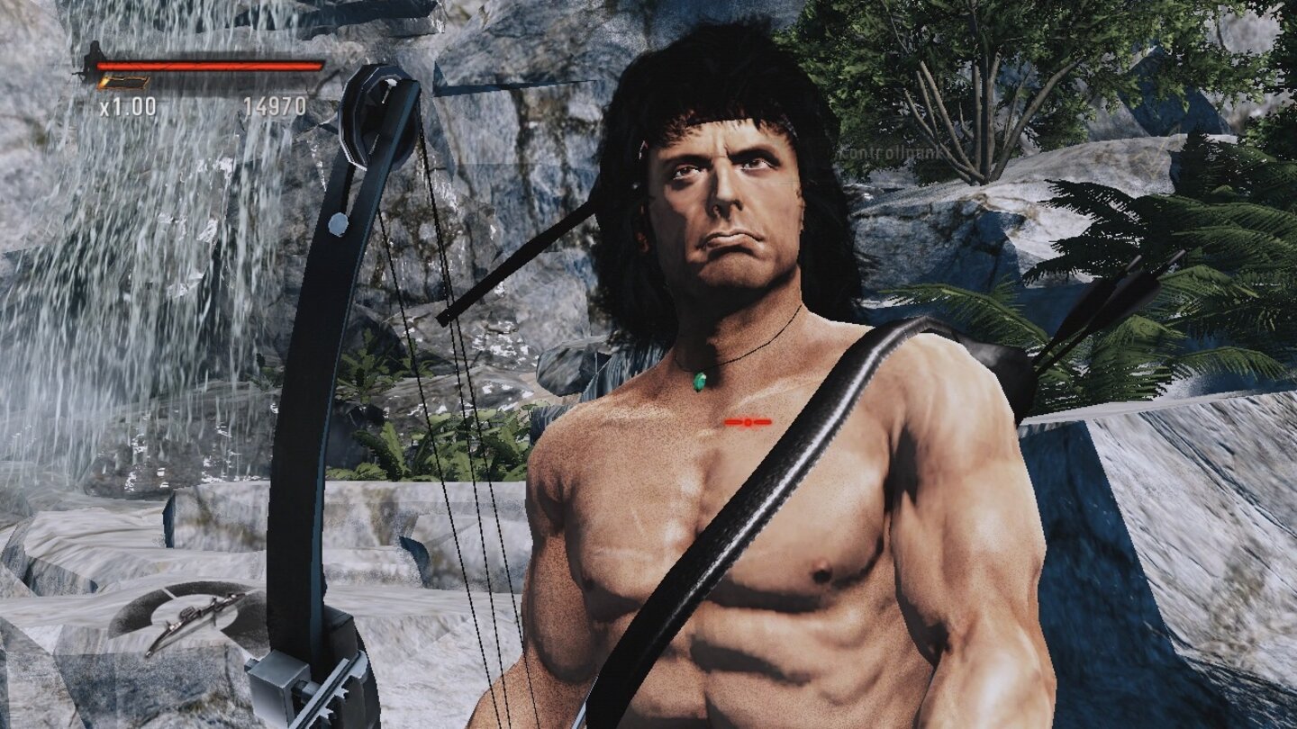Rambo: The Video GameNein, wie Sylvester Stallone sieht der Ingame-Rambo nun wirklich nicht aus. Könnte vielleicht sein buckliger Bruder sein!