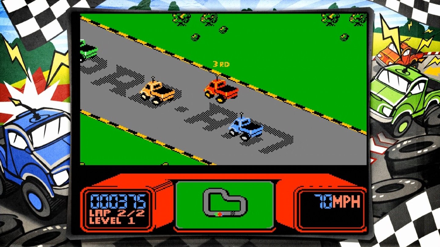 R.C. Pro-AM (NES, 1987)
Isometrisches Rennspiel mit ferngesteuerten Autos. Macht trotz hakeliger Steuerung auch heute noch Spaß.
Wertung: ** von ***