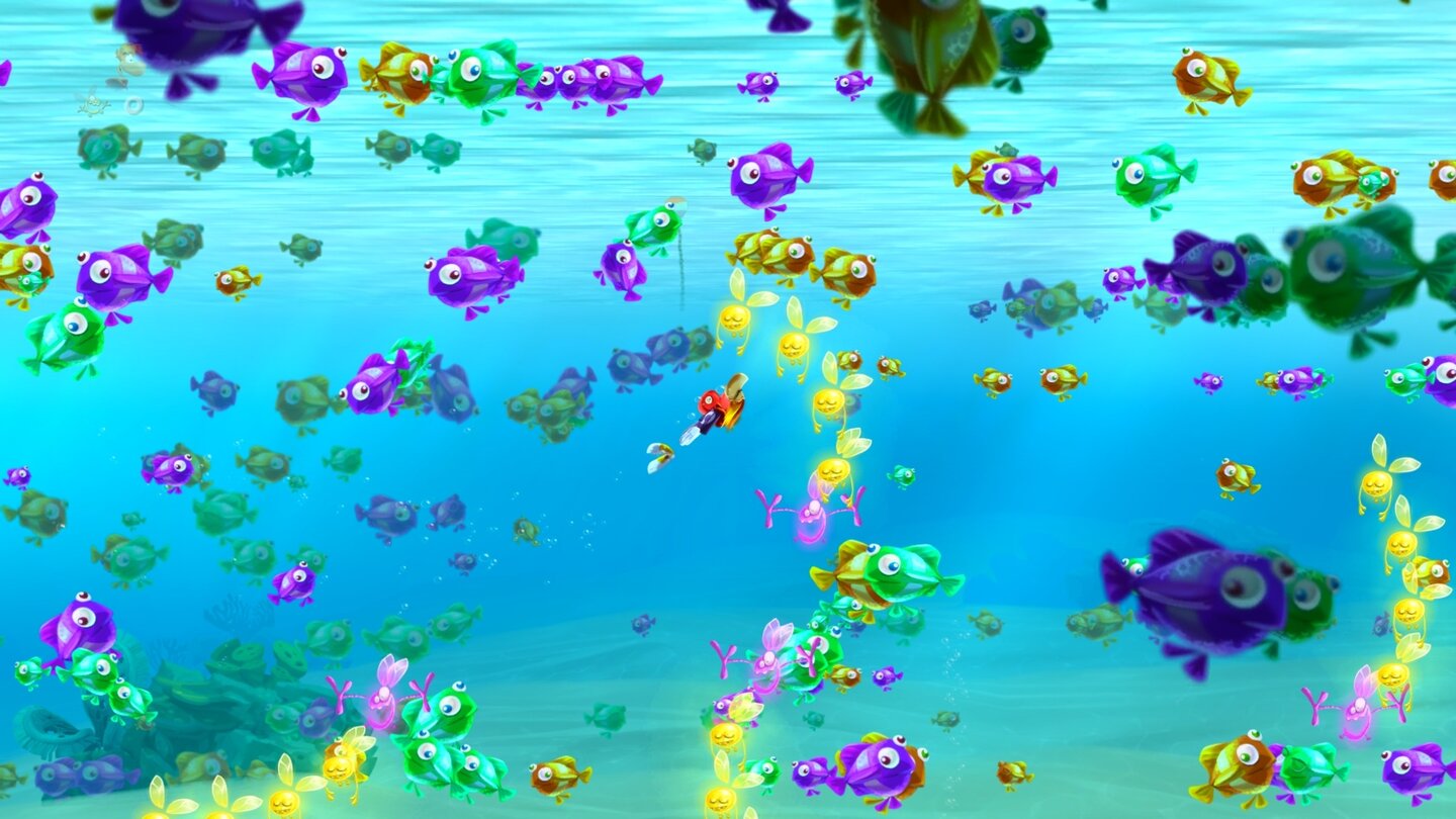 Rayman Legends - PC-VersionSummende Fische und schlafende Lums: Die Unterwasseridylle ist trügerisch.