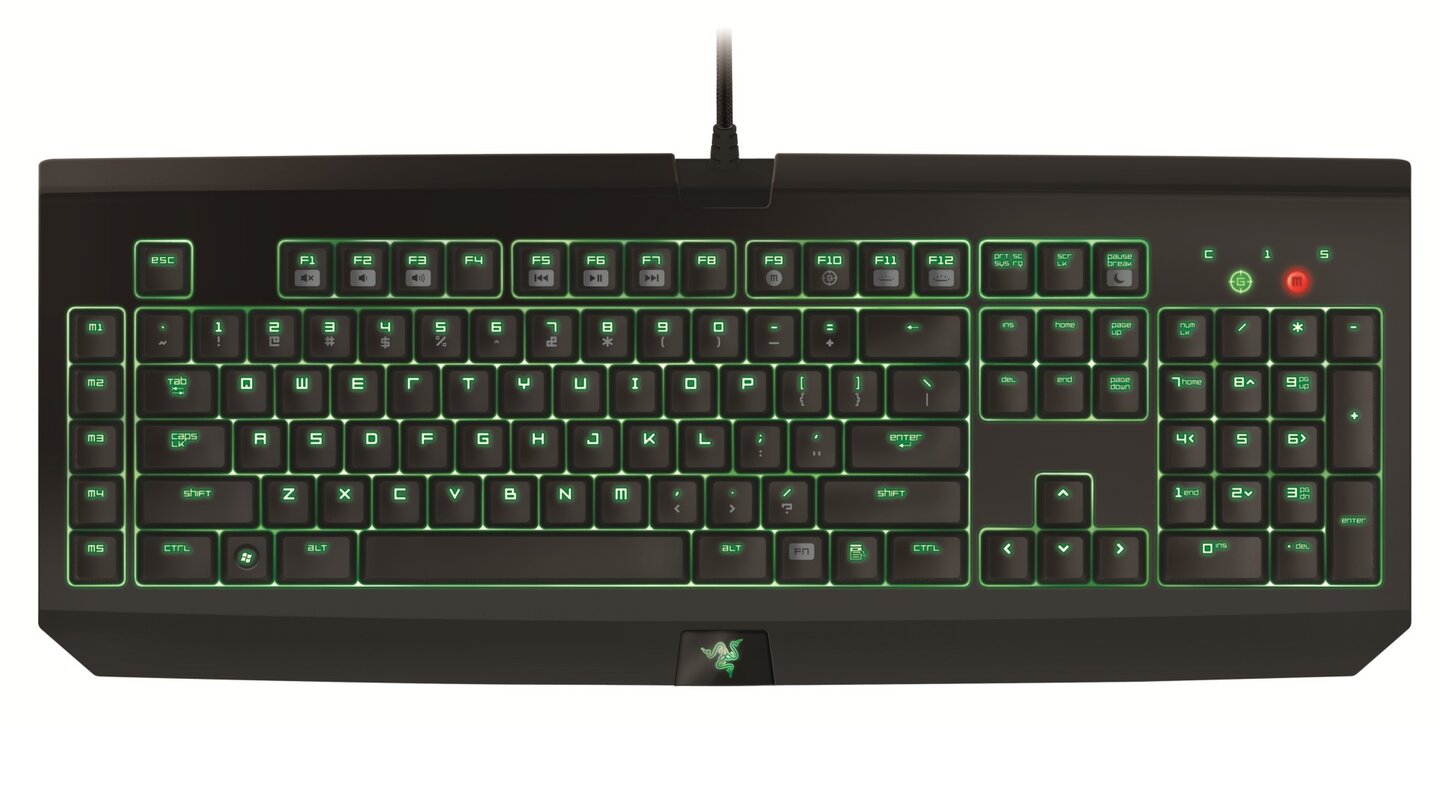 Selten bei mechanischen Tastaturen: Makrotasten und Tastenbeleuchtung. Bei der Razer Black Widow Ultimate gibt es aber auch das.