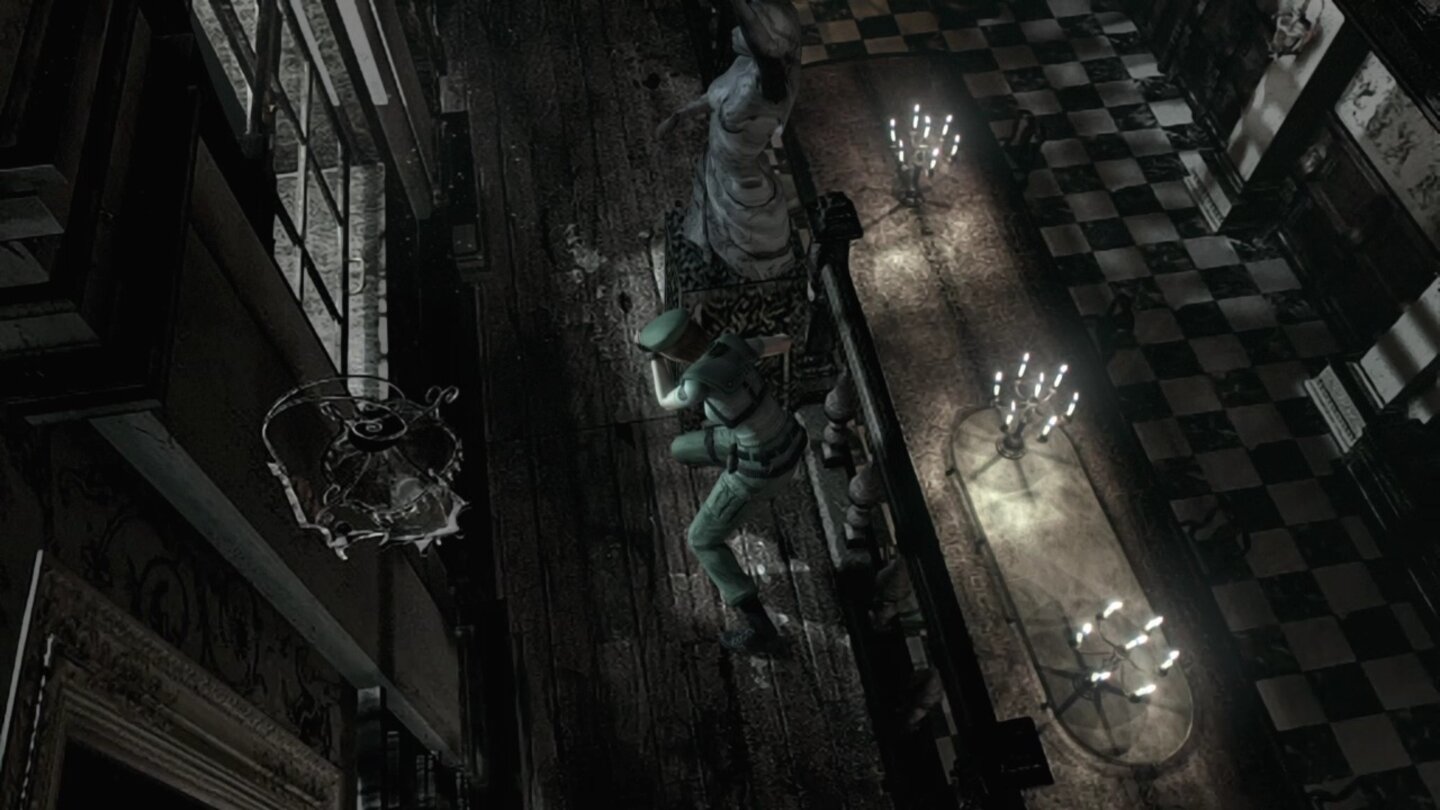 Resident Evil RemasteredVöllig unpraktisch im Umbrella-Alltag, aber knifflig: Die Rätsel in Resident Evil haben oft mit dem Verschieben von Statuen zu tun.