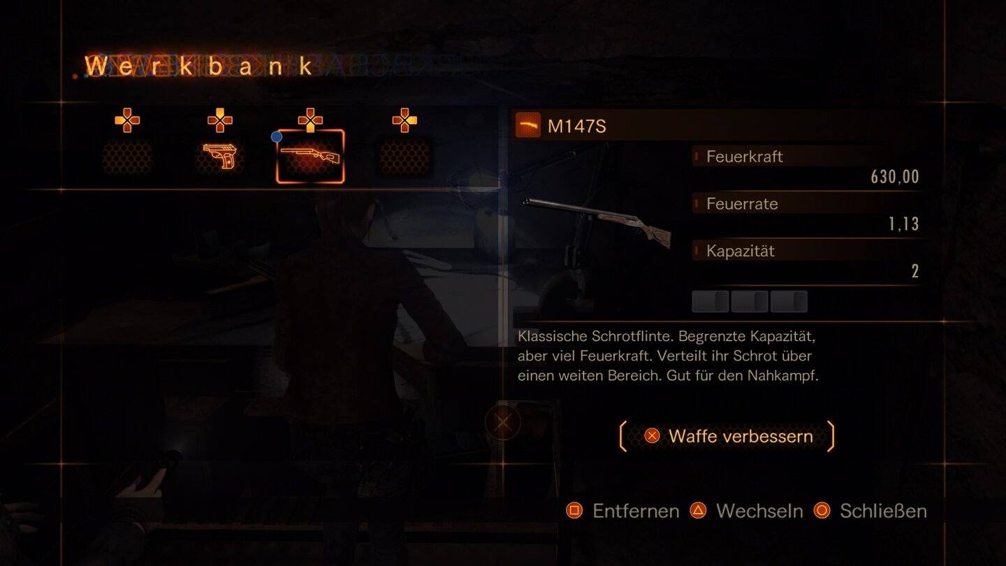 Resident Evil: Revelations 2Im Story-Verlauf können wir Upgradeitems finden und damit einige unserer Schusswaffen verstärken.