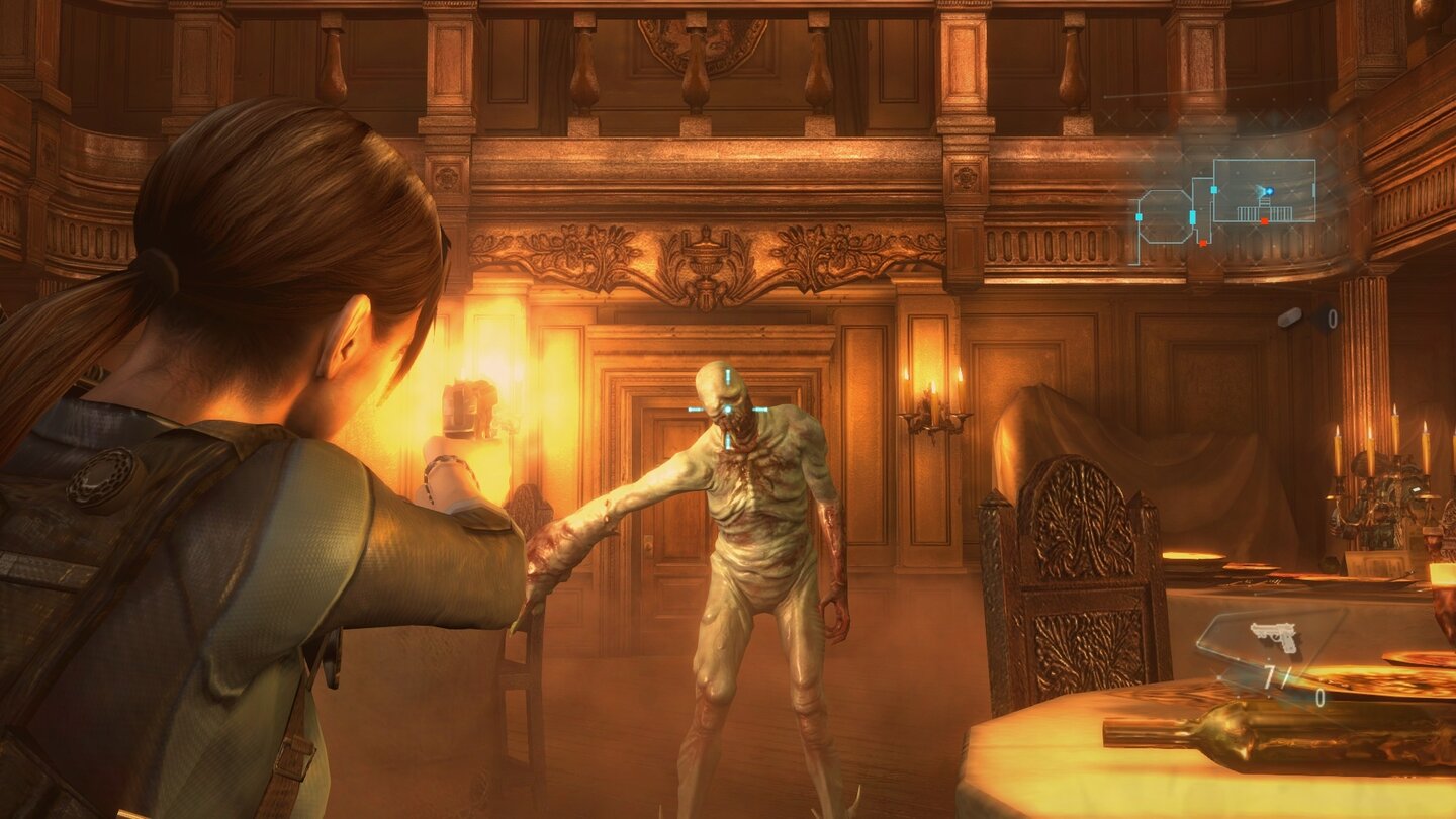 Resident Evil: RevelationsSo hell wie hier im Dinner-Raum der Queen Zenobia ist es beileibe nicht überall im Spiel.