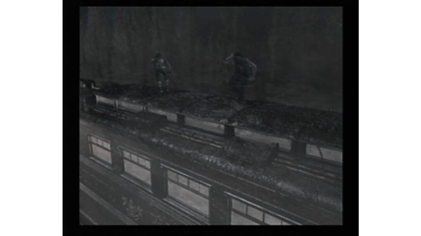 Walking on the train roof while the rain is raging outside. The effect and character movement in this particular scene is amazing and taken care with lots of details.