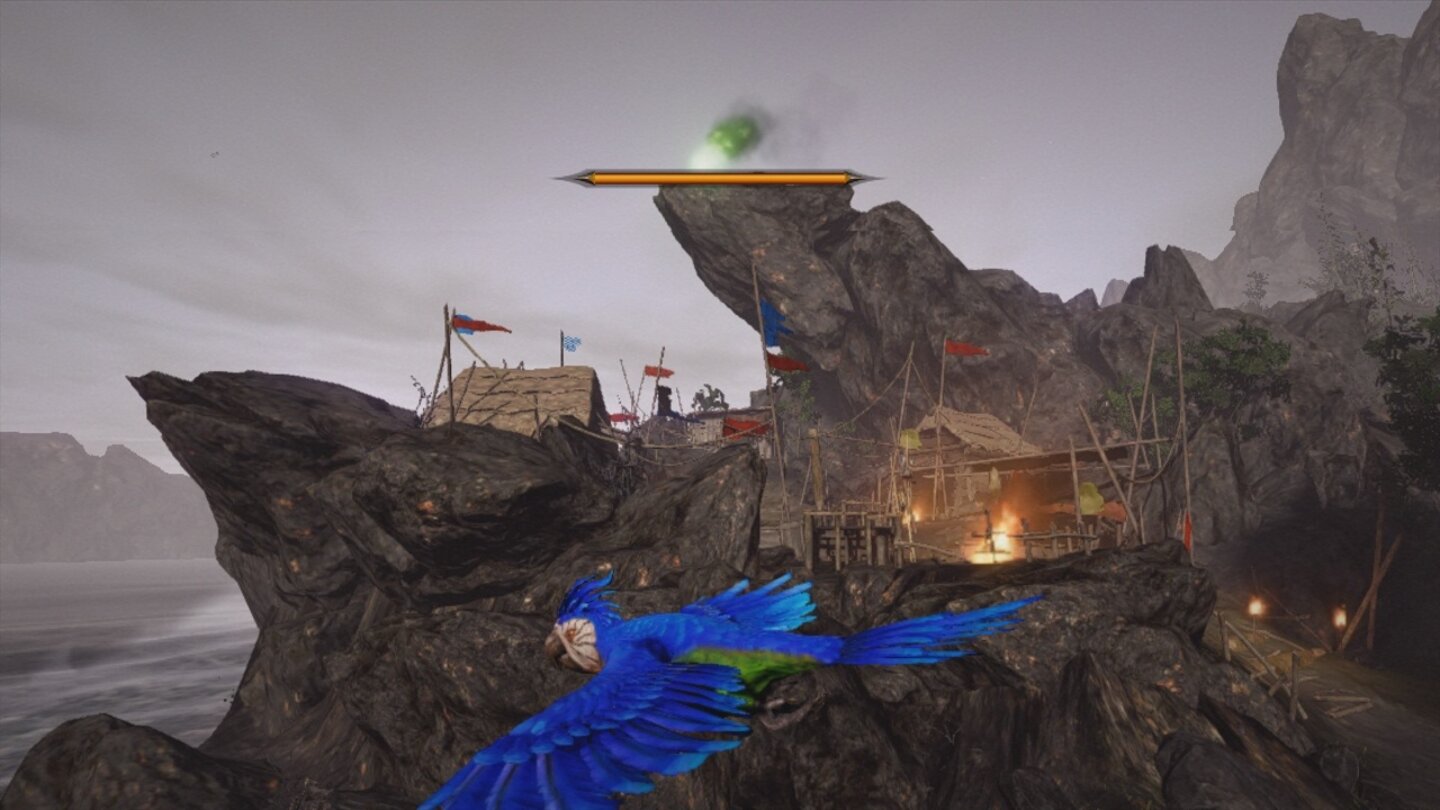 Risen 3: Titan Lords - Xbox-360-ScreenshotsWenn unser Held schon nicht springen kann - fliegen kann er, zumindest in Gestalt eines Papageis. Der Zauber ist allerdings zeitlich begrenzt.