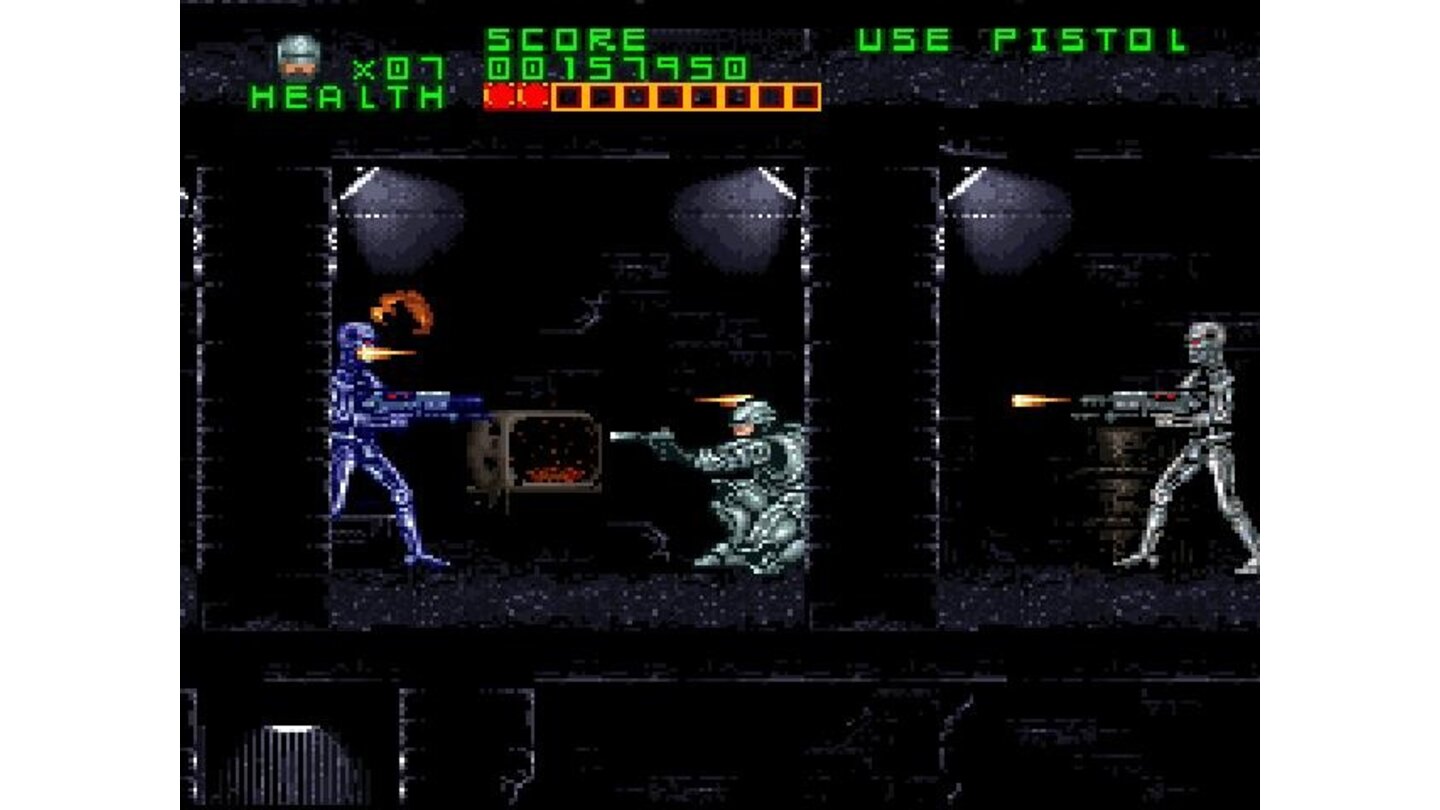 The second half of the game is incredibly tough, as Robocop fights an army of constantly respawning T-800s, each of which can survive enormous amounts of damage