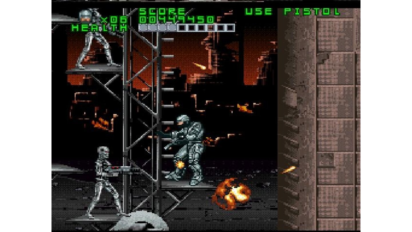 The long climb up the exterior of SKYNET's fortress is tough, as a single shot can knock you off and send you plummeting all the way back down