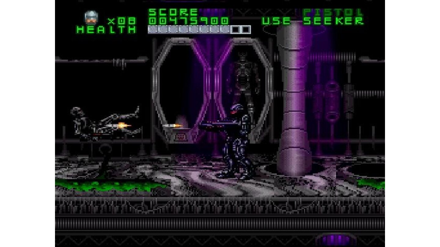 SKYNET's interior has a nice H.R. Giger ambiance going for it, although the toxic waste and bad lighting are a bit of a downer