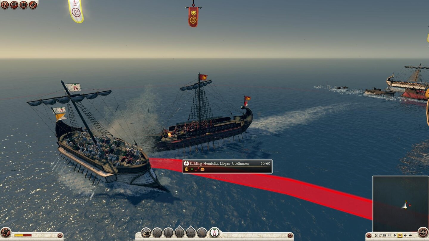 Total War: Rome 2Ka-Runssch! Rammstöße sind das effektivste Mittel, gegnerische Galeeren zu zerstören.