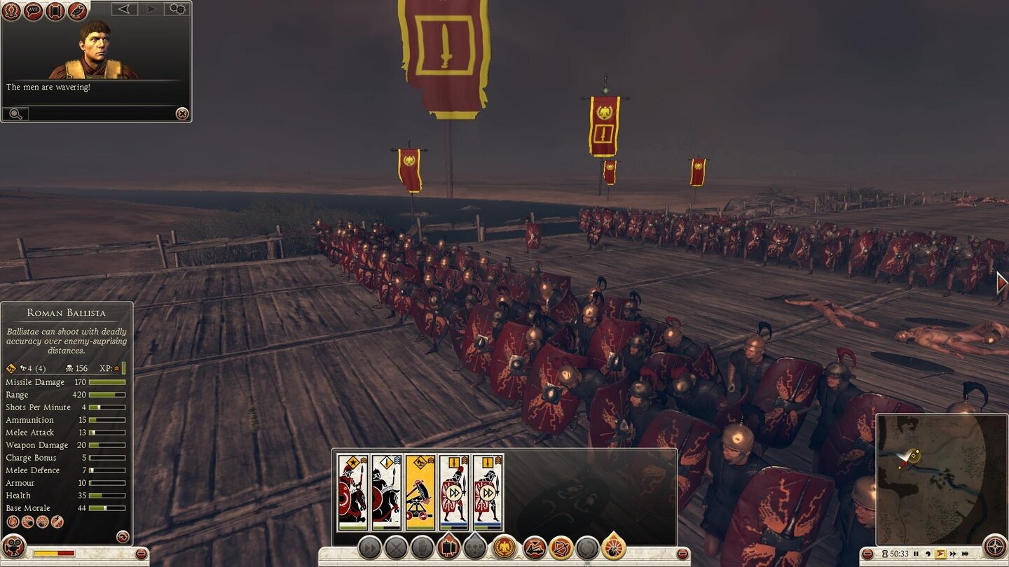 Total War: Rome 2In geordneter Formation stürmen diese Legionäre eine Brücke. Flussübergänge sind in Rome 2 breiter als in den Vorgängern, das sorgt für weniger Andrang.